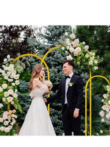 Metal Arch Backdrop Stand, 7.2FT, 6.6FT,6FT Back Drop Arch, Metal Balloon Arch Frame,Easy To Assemble, Gold Arch Stand For Parties, Birthday, Baby Shower(No Cover)
