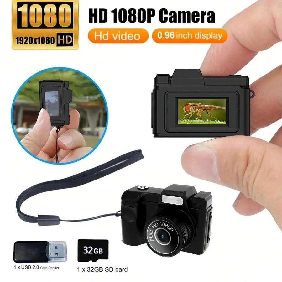 Retro Portable Mini Digital Camera ,1080P HD Mini Camera With 0.96-Inch Display, Loop Recording & 32GB TF Card, Card Readers, For Photo Video Travel Perfect Gift For Holidays - Multicolor - View 1