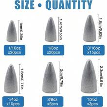 Bullet Fishing Sinkers Weights Kit 29 83pcs Slip Sinkers Kit Worm Weights Assorted Set For Bass Fishing Saltwater Texas Rigs - Unpainted - View 2