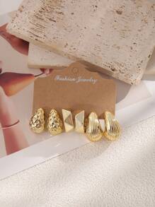 6/18pcs Fashionable Metallic ABS Resin Creative Personalized Women Earring Set, Suitable For Daily Wear, Festivals, As Small Gift For Friends
