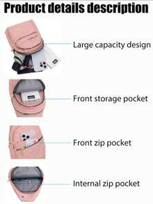 1 PC Women's Crossbody Chest Bag, Women's Wallet, Fashionable Chest Bag, Waterproof And Breathable Fabric, Multiple Storage Spaces, Front Bag, 6 Sizes To Choose From, Suitable For Travel, Work, Shopping - 彩色 - 查看 8