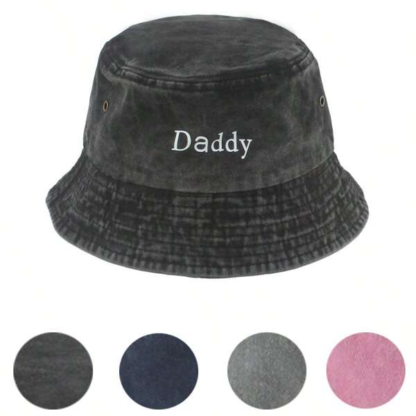 Gewaschenere Eimer-Sonnenhüte mit Daddy-Druck für Herren und Damen, faltbar, Reise, Sommer Strand Hut, Outdoor Fischerhut