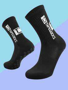 FLSHMCEN Sports Outdoor Men's Soccer Socks Anti Slip 1 Pair Non-Slip Gripper Pads For Football Basketball Sports With Grippers Socks - Black - View 8