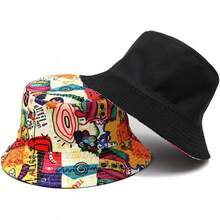 Reversible Bucket Hat For Women, Cute Beach Fisherman Style - Colorful Graffiti - View 3