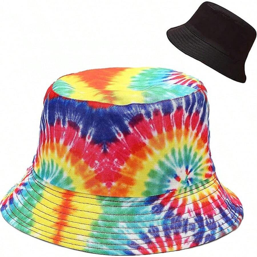 Reversible Bucket Hat For Women, Cute Beach Fisherman Style - Tie Dye Multicolored - View 1
