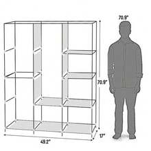 71" Portable Closet Wardrobe Clothes Rack Storage Organizer With Shelf Black/Gray/Blue - màu đen - Xem 10