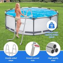 33" 2-Step Steel Frame Above Ground Swimming Pool Ladder,Heavy Duty Double Sided Removable Pool Steps,Pool Ladder Steps With Non-Slip Plastic Steps For Entry And Exit - None - View 5