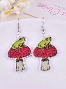 1 Pair Cartoon Anthropomorphic Guitar Raccoon & Frog Animal Band Design Earrings, Party Jewelry Decoration For Women