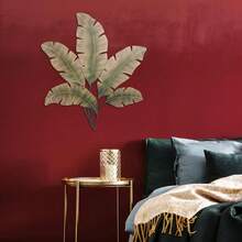 1 pieza Decoración de pared de hoja de plátano de madera artificial retro, decoración de pared de alta gama vintage para dormitorio, sala de estar, baño, comedor, oficina, temporada de otoño