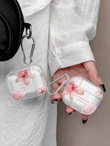 粉色百合花耳机套，蝴蝶兰耳机套，“Do Everything In Love”字母标语耳机套，透明耳机套，带一个耳机套挂钩，兼容：- 耳机套 - 耳机 - Pro 3 耳机套 - Pro（第二代）- 3 - Pro - 1/2 - 4 耳机套 - 彩色 - 查看 5