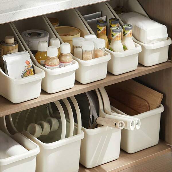 Küchenschrank Organizer Topfdeckel Box mit Rollen, multifunktionale Badezimmer Aufbewahrungsbox für Toilettenartikel, Würfel Organizer Behälter, Besteckhalter, Küchenutensilien Halter, einfach zu reinigen und zu pflegen, vielseitig einsetzbar für Zuhause und Büro