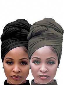 1/2pcs Head Wraps For Women Large Headband Turban Scarf For Black Hair Band African Stretch Jersey Turban Hair Band - Scarf - View 20