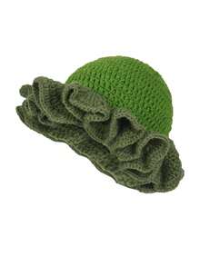 1pc Women's Fashion Knitted Hat, Handmade Crochet Wavy Ruffle Brim Hat, Casual Y2K Knit Beanie, Best Bikini Matching Hat For Beach - Ruffled Knitted Hat - View 30