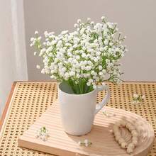 1/5/10支装仿真满天星花束，多枝，42厘米仿真满天星花，适用于墙面、客厅、卧室、婚礼、派对装饰、桌面摆设。家居、书桌装饰、厨房、婚礼、餐桌、中心摆件、办公室、花园、户外、房屋、庭院装饰，适合春、夏、秋、冬四季。 - 白色 - 查看 8