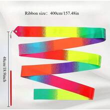 旋转杆体操彩带渐变色艺术芭蕾彩带 2m 4m 轻质舞蹈彩带（粉色或红色手棒随机发货）