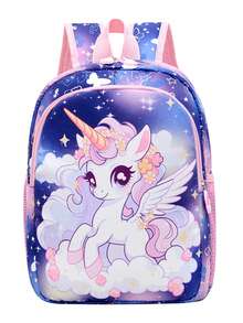 1件装独角兽卡通印花背包幼儿园背包超轻男女生书包一年级书包可爱卡通独角兽图案，可调节肩带，马卡龙色，适合男生女生日常上学，上学必备物品 - 獨角獸雙肩包 - 查看 10
