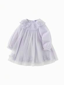 Balabala 2025新款女童薄纱连衣裙，高腰A字公主风