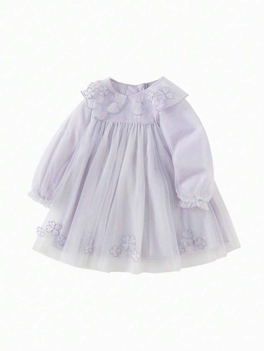 Balabala 2025新款女童薄纱连衣裙，高腰A字公主风