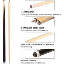 Pool Sticks 2Piece 58 Inch Wooden Billiard Cue Hard Wood Pool Cues 1921 Oz Economic Cues Good For House And Bar Use American Pool Game Practice Cues For Begginer Starters - 58"4Pack - View 3