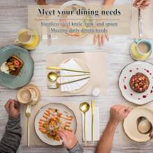 Gold Cutlery Set 60 Piece Service For 20, Titanium Gold Plated Stainless Steel Flatware Set, Knives Forks Spoons Cutlery Set For Wedding, Parties, Birthday, Restauroom, Dishwasher Safe - 2. 60 Pieces B - View 7