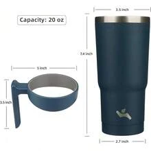 Konokyo - Vaso de 30 onzas con asa y 2 pajitas, 2 tapas, botella de agua aislada de acero inoxidable, de viaje, reutilizable, color claro - Azul marino - Ver 8