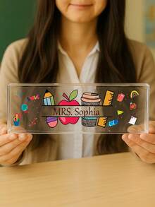 1pc Customized Teacher Desk Name Plate, Back To School Teacher Gift, Personalized Teacher Name Tag, Teacher Appreciation Gift, 5 Styles Available - Multicolor - View 8