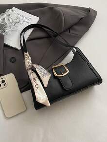 1 Stück Krokodil-geprägter Riemen Dekor, minimalistisch modische Baguette Tasche mit Schultergurt und Schal