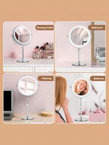 7-Inch Metal Mirror, Two-Sided Makeup Mirror, 360-Degree Rotating Mirror, Suitable For Bathrooms, Dressing Tables, Offices And Dormitories - Silver - View 7