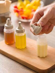 1/4 Stücke Gewürzdosierflasche Haushalt, transparente Sauce Flasche, Quetschflasche, geeignet für Büro, Lunchbox, Picknick, Öl, Sojasoße, Honig, Salat, Gewürz Flasche, Outdoor Grillen Gewürz Flasche, Küchen Gewürz Glas, Küchen Zubehör