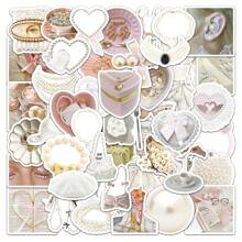 50pcs Soft White Faux Pearl Themed Stickers, Creative & Elegant For DIY Phone Case Decoration, Scrapbooking, School Supplies,Back To School