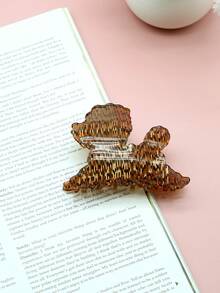 1 件复古法式亚克力狗和鲨鱼爪发夹，优雅高品质设计，适合日常佩戴和聚会时尚发饰动物爪夹波西米亚风发夹 - 彩色 - 查看 4