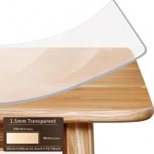 1pc 1.5mm Thick Clear PVC Table Protector - & Heat-Resistant Desk Mat, Easy Clean Rectangular Cover For Dining & Writing Tables