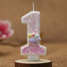 1 Stück Zahlen 0-9 Rosa Katzenpfoten Geburtstagskerzem, Rosa und lila verlaufende Digitalkerzem mit Pailletten, geeignet für Geburtstagskuchen Dekoration, geeignet für süße Haustier Themen Kuchendekoration Kerzen, rein handgefertigte DIY Kuchendekoration