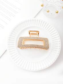 1 Stück Haarklammer aus Metall mit Strass-Quadrat-Ausschnitt, Strass-Haarklammer, elegante und stilvolle tägliche Haarzubehör für Frauen, Modehaarclips für Herbst/Winter, für Urlaubsoutfits Frau