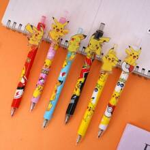 pokemon Pikachu Patch Druck Stift mit 0,5 mm schwarzem Kern, glatte Melodie mit hoher Ästhetik, Cartoon-Motiv, neutral [Stiftfarbe/-muster wird zufällig versendet], Schulmaterial, Rückkehr zur Schule