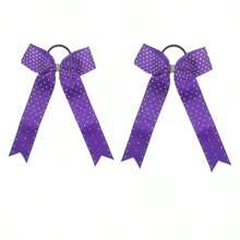 2 pièces Nœud de cheerleader plein de strass violet de 14 cm, accessoires de cheveux élastiques brillants et lumineux, cadeau pour la fête des mères, convient aux cheerleaders féminines, soirées, bal, meilleur choix de cadeau, bandeaux de queue de cheval, élastiques à cheveux, élastiques à cheveux