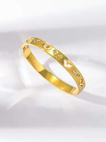 Novo Bracelete de Aço Inoxidável Decorado com Pedras de Zircônia, Simples e da Moda, Presente Perfeito