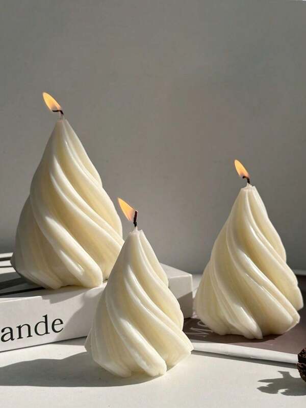 1 pieza Molde de vela de árbol de Navidad geométrico 3D, molde de colada de resina para hacer velas DIY, suministros de artesanía de árbol en forma de columna de Navidad con arcilla y yeso