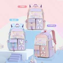 Girls Rabbit Backpack, Bunny School Backpack, Backpack, Waterproof Large Capacity Schoolbag Suitable For Grades 1-6 - Blue - View 8