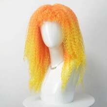 Peluca de fibra sintética Multicolor de pelo corto esponjoso degradado colorido a Día de los Inocentes de Navidad de Halloween J7AZ - Beige - Ver 7