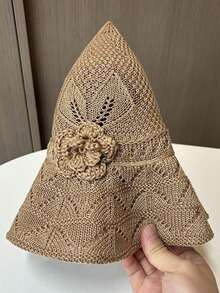 2025 女士可折叠草编遮阳帽 - UPF 50+ 夏季海滩配饰，4 种颜色，小巧时尚，适合户外、公园和旅行 - 彩色 - 查看 3