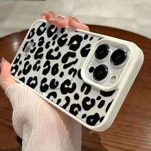 Estuche para teléfono 1 estuche para teléfono móvil con estampado transparente magnético con estampado de leopardo blanco y negro, adecuado para estuche para teléfono 16 15 14 13 12 11 Pro Max Admite carga inalámbrica, uso de material acrílico avanzado, unisex. - Blanco - Ver 5