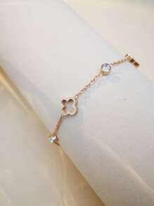 1P‌ Floral Engraved 18K Gold Plated Stainless Steel Chain Bracelet,Suitable For Sending Wives, Girlfriends, And Best Friends