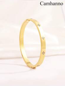 Camhanno 5pcs/Set Personalized Multi-Color Stainless Steel Bracelet Set, Unique Design, Fashion Versatile, Exquisite And Beautiful, Ideal Gift Choice, Non-Fading,