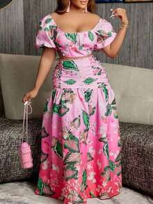 Women's Fashion Casual Print Two Piece Set Dress