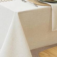 Waterproof Linen Tablecloth, Heavy Weight  Embroidery Table Cloths - Coffee Leaf - View 2