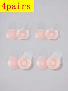 8 件套自粘透气硅胶乳贴，连衣裙隐形乳贴，防擦伤胸罩胶带，4 季适用 - 粉色 - 查看 2