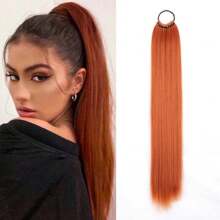 Long Straight Ponytail Extension 24Inch Ponytail Hair Extensions Synthetic Hair On Elastic Band Hairpiece