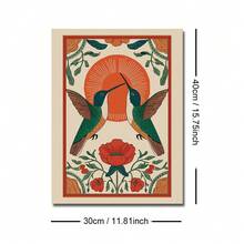 1pc Framed/Unframed Boho Floral Hummingbird Folk Art Vintage Wall Poster Canvas Print Scandinavian Sunrise Bird Farmhouse Decor Rustic Painting For Dorm,Living Room,Bedroom,Modern Home Decoration - Multicolor - View 7