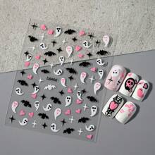 Adesivi per unghie di Ognissanti 3D, autoadesivi con decorazioni glitterate di ragni, fiamme e teschi, arte di unghie in plastica, adatti per la progettazione di mani e piedi per feste, decorazioni natalizie, forniture per feste, adesivi per unghie di Ognissanti adatti per uso quotidiano, feste, fotografia, regali di compleanno per amici, regali natalizi, prodotti per unghie femminili belli, adatti per decorazione delle dita in varie occasioni, adatti per l'uso quotidiano